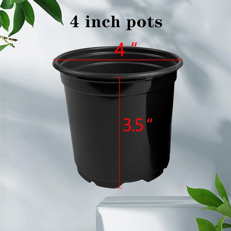 RAOOKIF 100 Pack Nursery Pots, 4 5 6 Inch Nursery Pot for Plants, Plastic Plant Pots with Drainage Holes, Garden Flower Pots for Transplanting, Succulents, Cuttings, Seedlings(4inch,100pcs) - Image 2